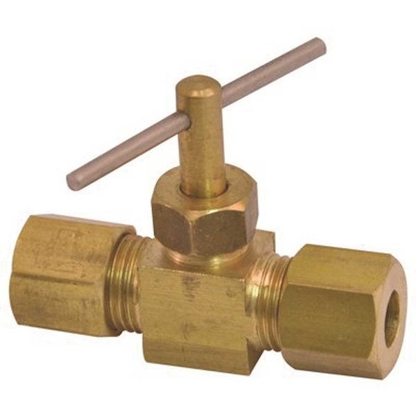 Proplus Straight Needle Brass Valve 1/4 in. Compression x 1/8 in. MIP Lead-Free, 100PK LNV1 LF-XCP100